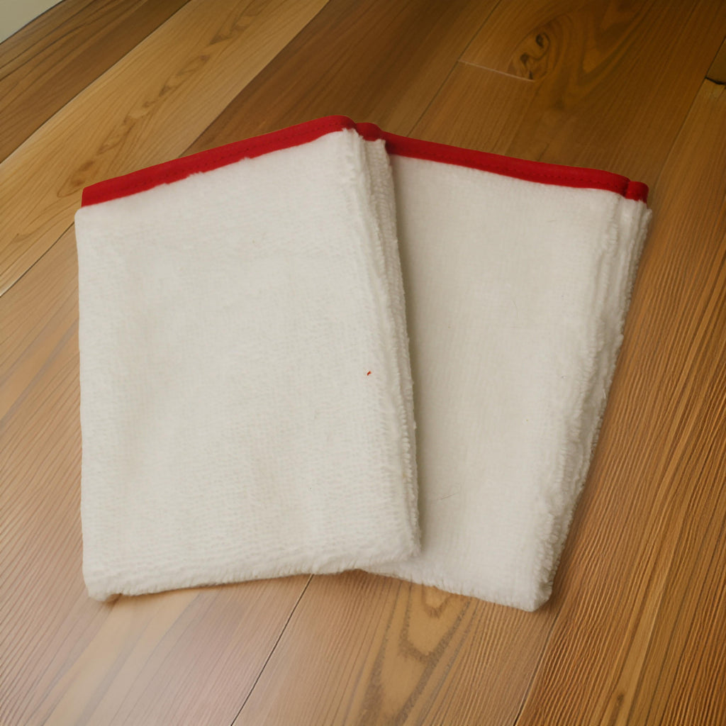 Gants tout doux - micro éponge blanche et biais - Lot de 2 Les Mimines d'Amélie