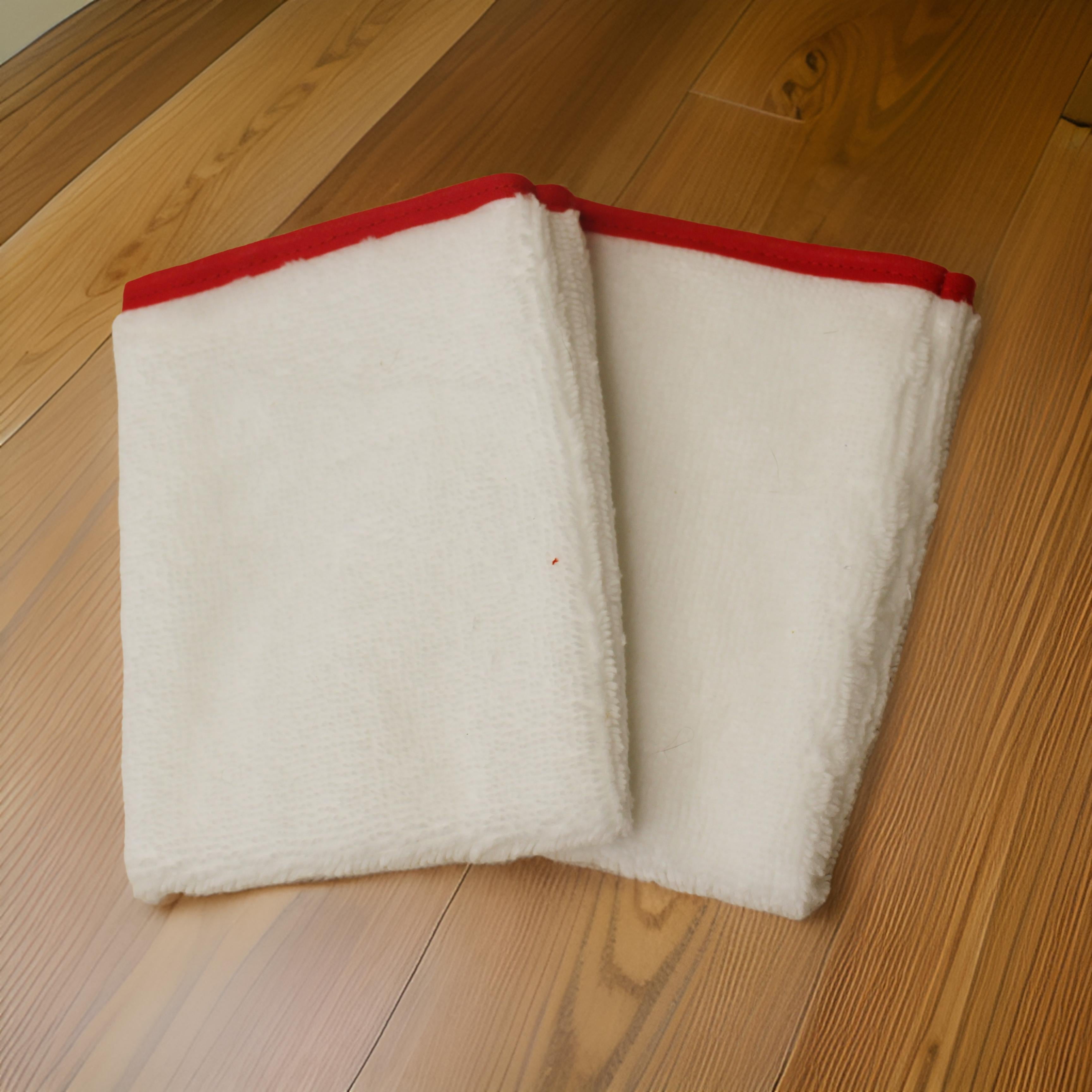 Gants tout doux - micro éponge blanche et biais - Lot de 2 Les Mimines d'Amélie