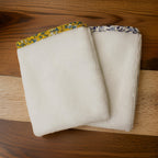 Gants tout doux - micro éponge blanche et biais - Lot de 2 Les Mimines d'Amélie