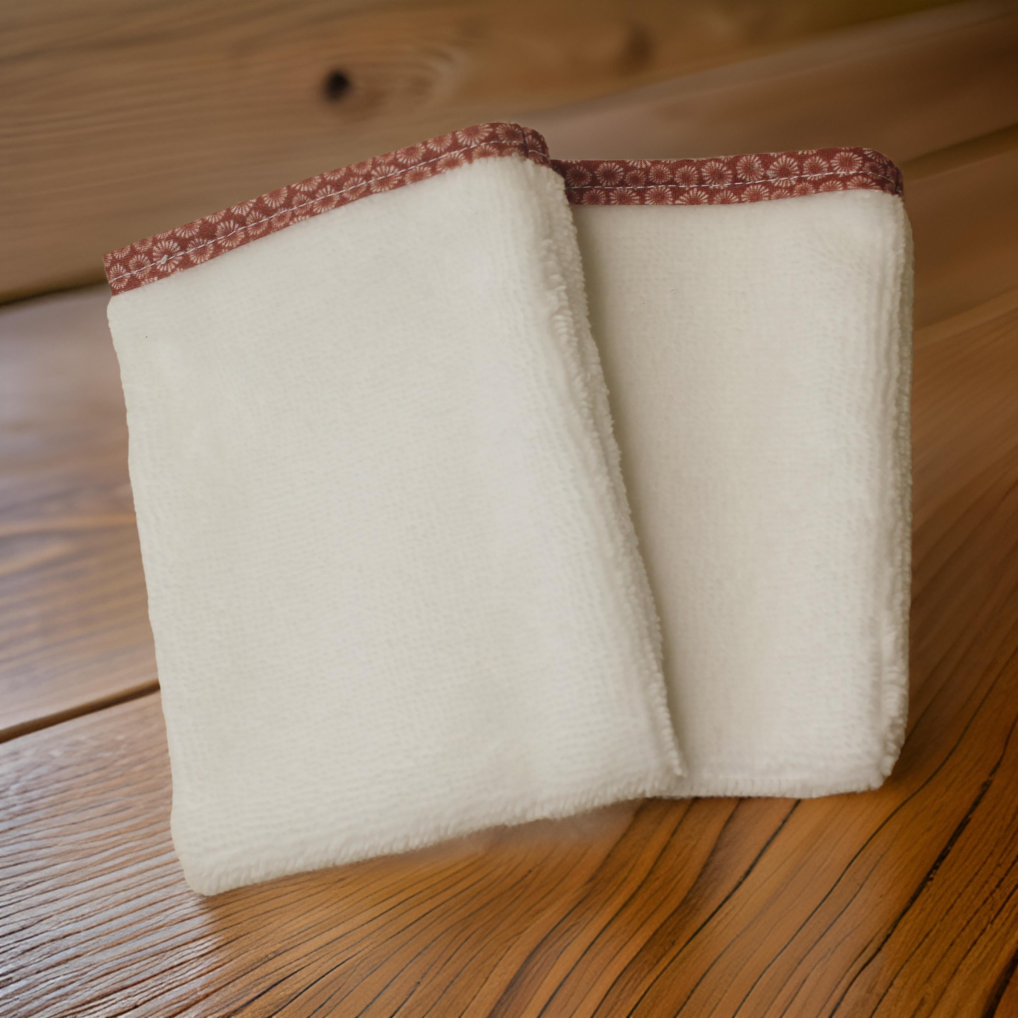 Gants tout doux - micro éponge blanche et biais - Lot de 2 Les Mimines d'Amélie
