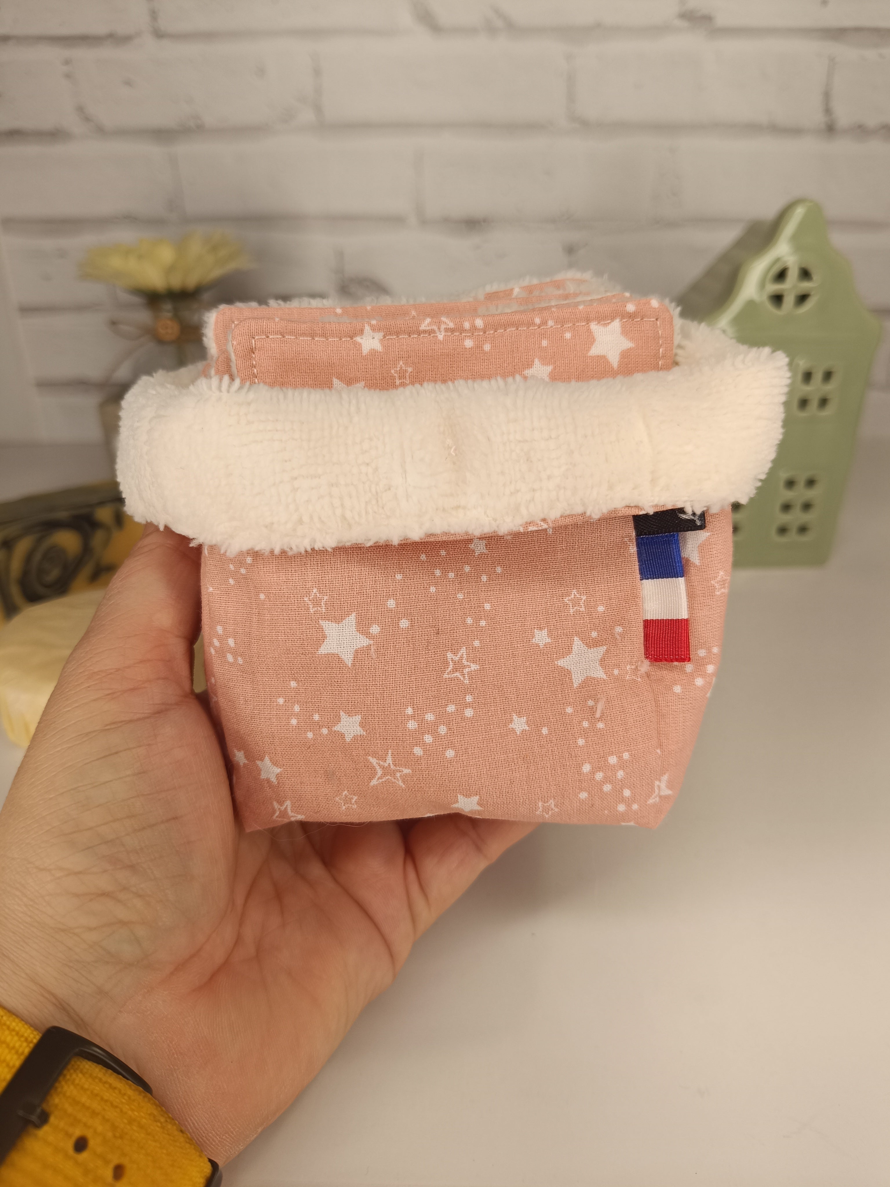 Semainier cotons démaquillants lavables avec panier de rangement Les Mimines d'Amélie