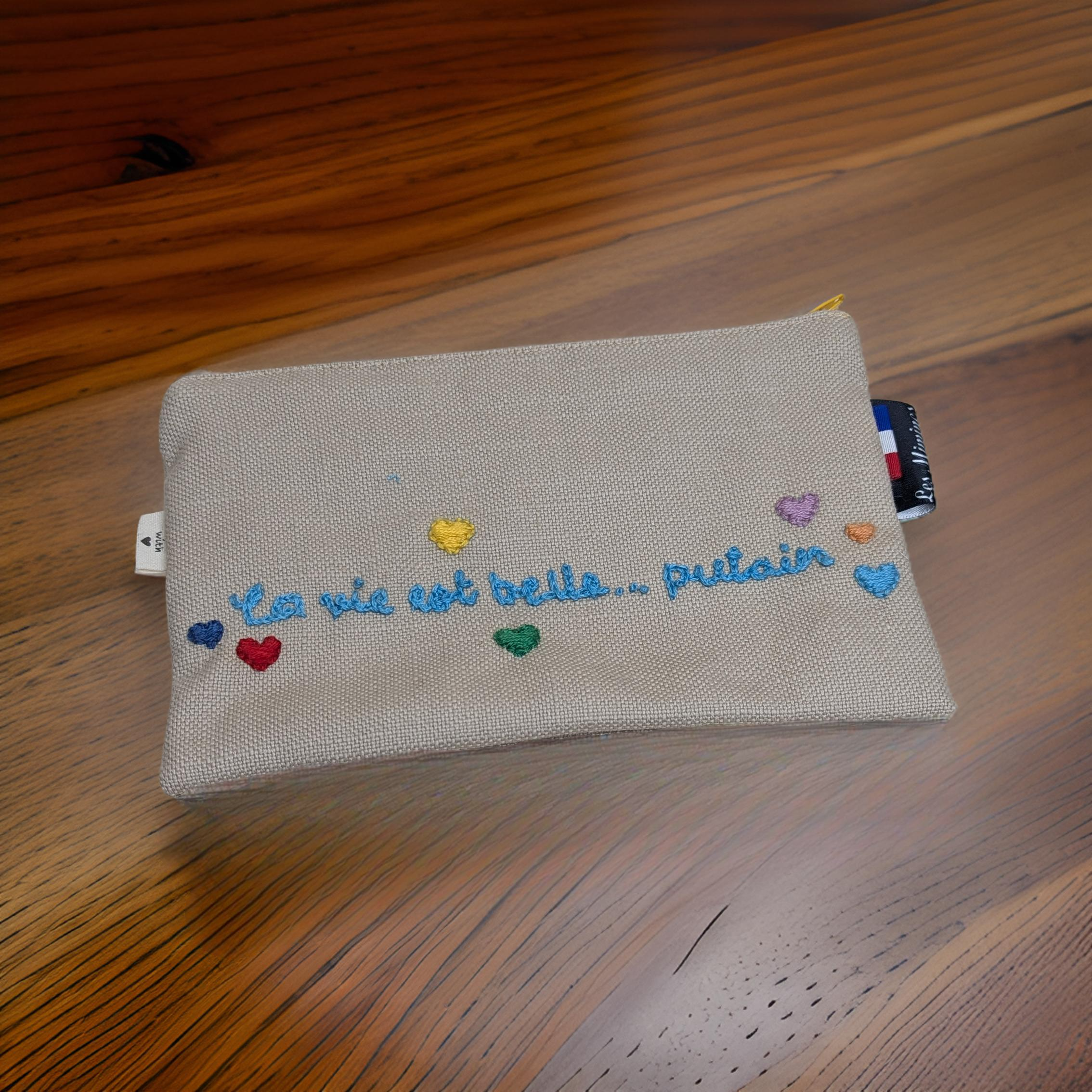 Trousse brodée - 13*19.5 cm Les Mimines d'Amélie