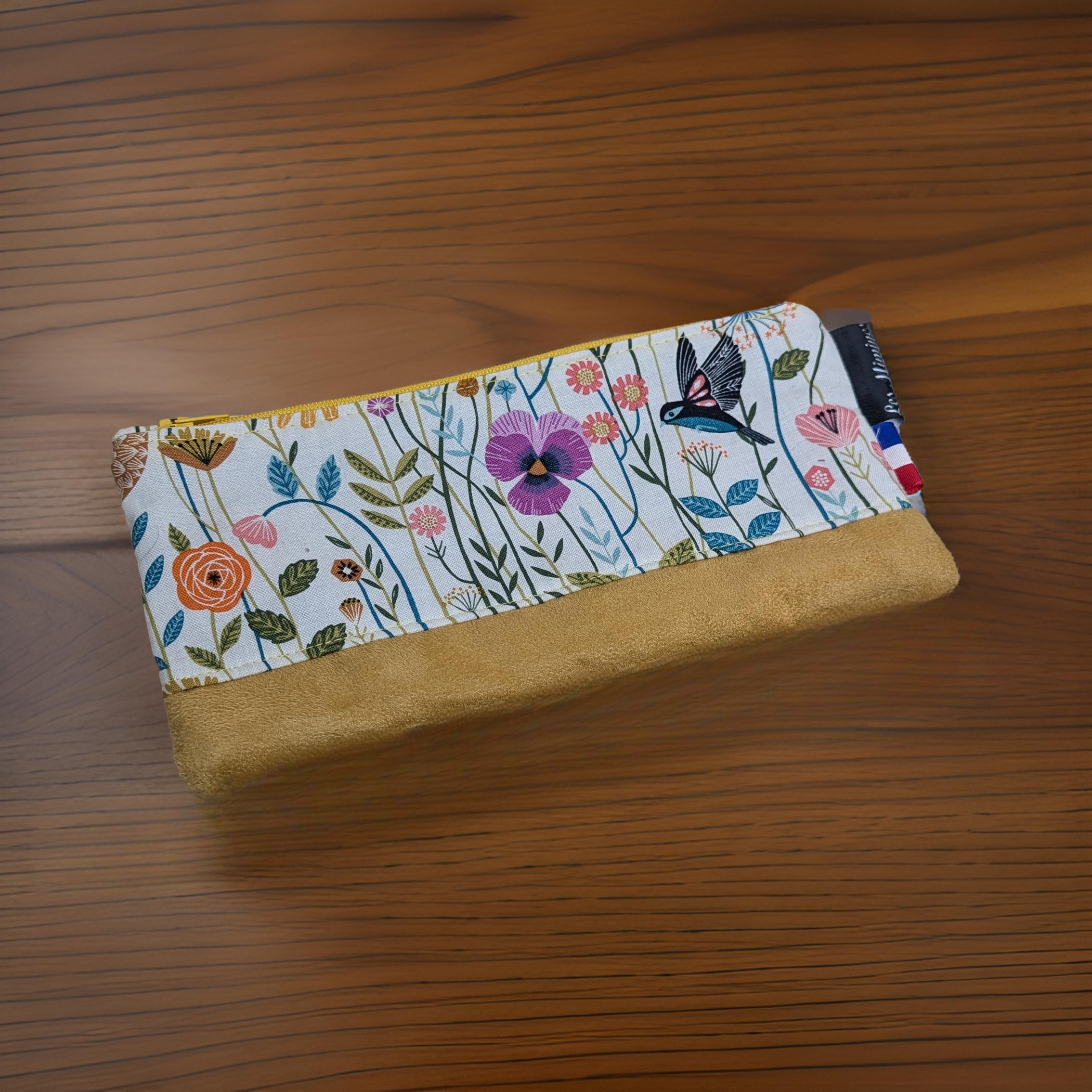 Trousse coton et suédine - grand modèle 18*22 cm Les Mimines d'Amélie