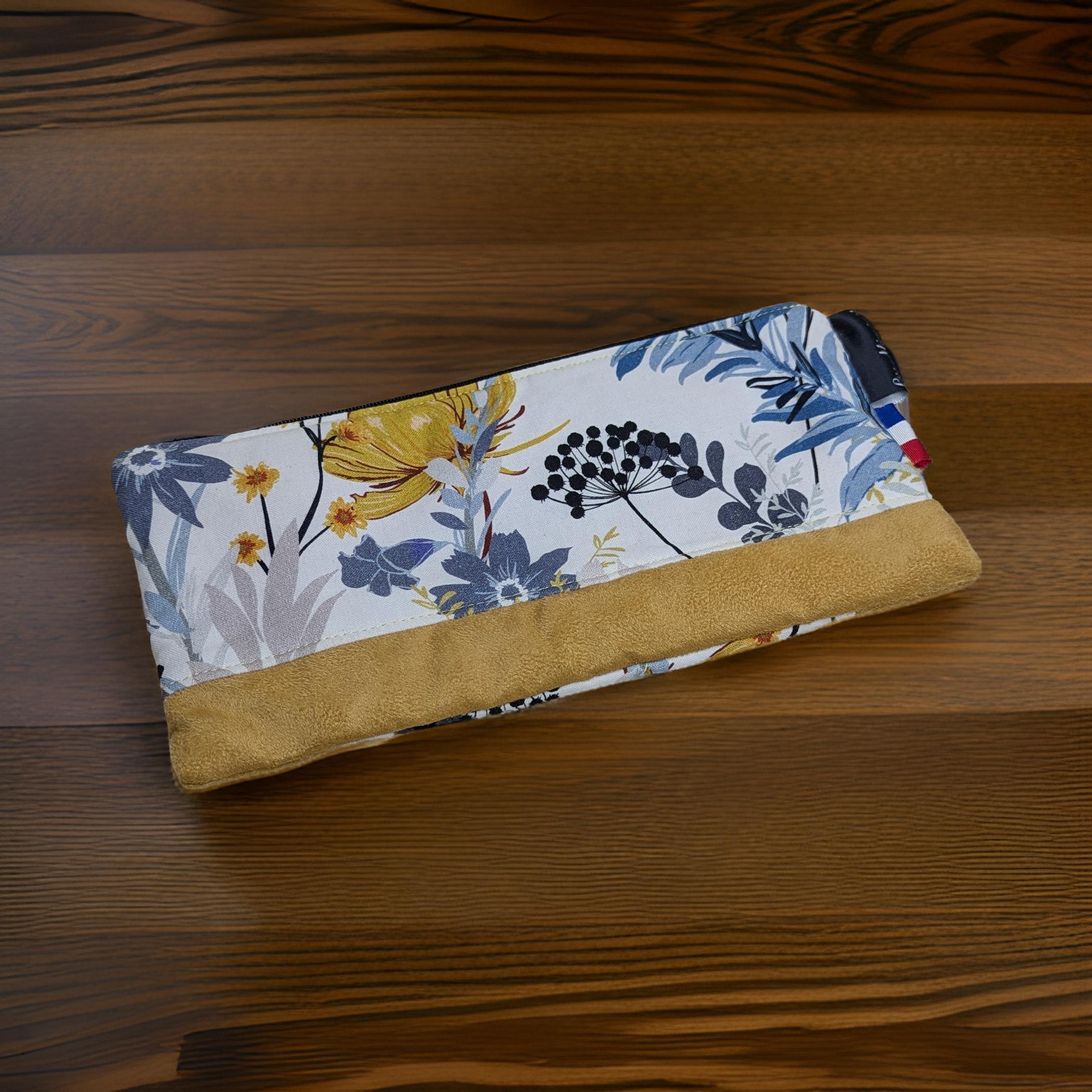 Trousse coton et suédine - grand modèle 18*22 cm Les Mimines d'Amélie
