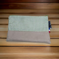 Trousse 13*19.5 cm - lin et carreaux verts Les Mimines d'Amélie