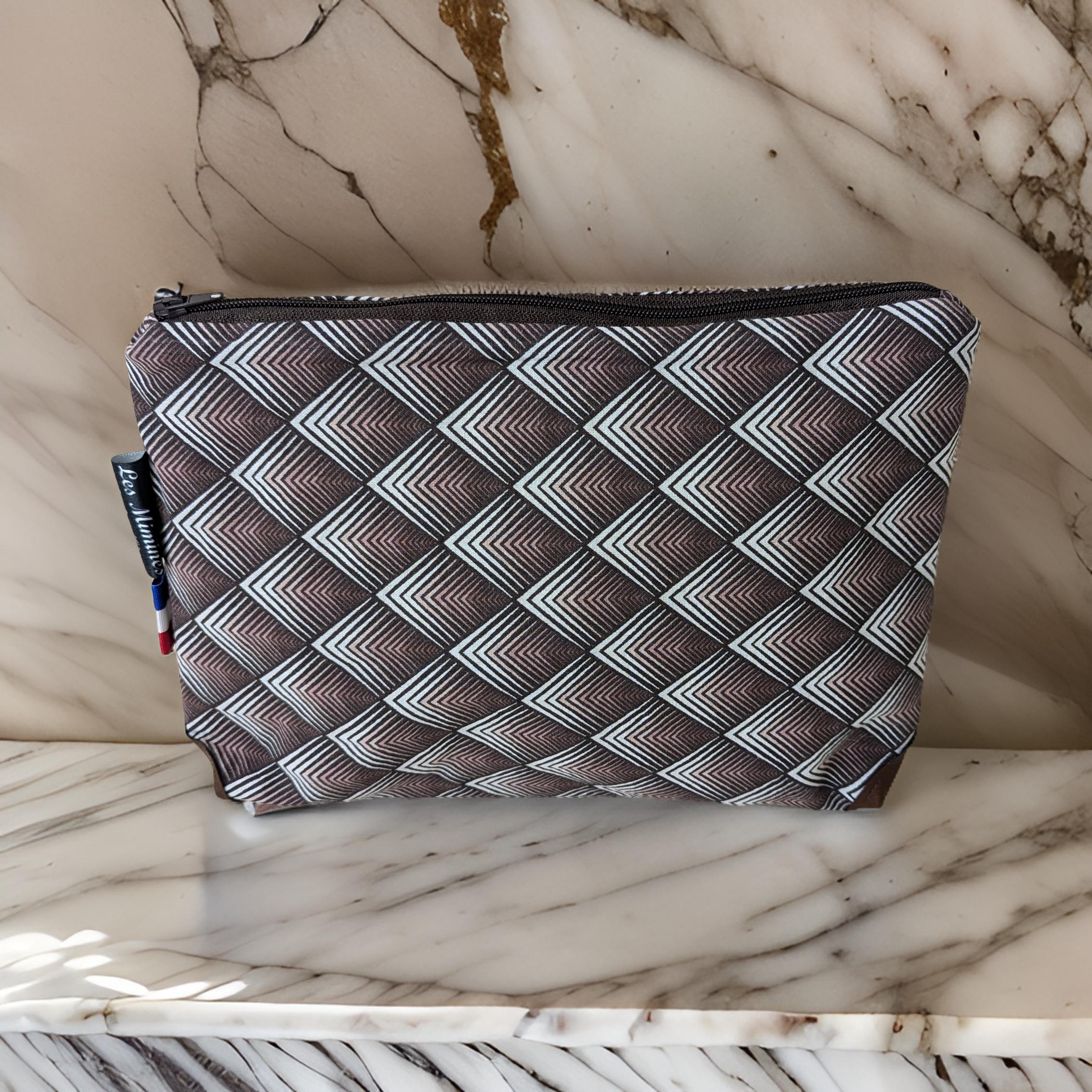 Pochette zippée dessins géométriques en dégradé de roses Les Mimines d'Amélie