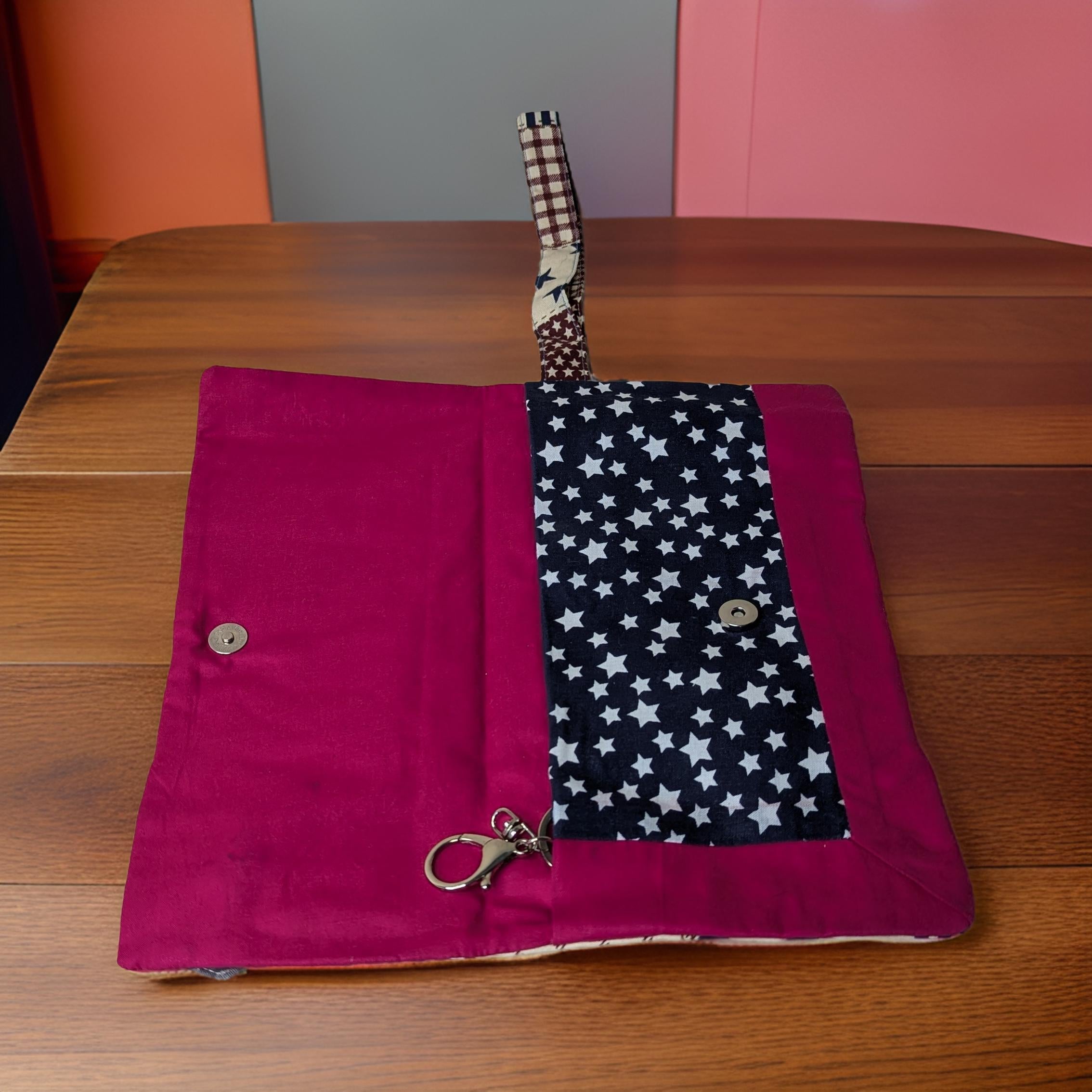 Pochette look vintage - bouton pression magnétique Les Mimines d'Amélie